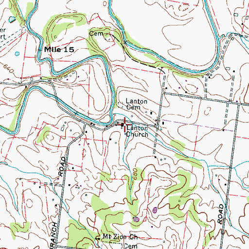 Topographic Map of Lanton Church, TN