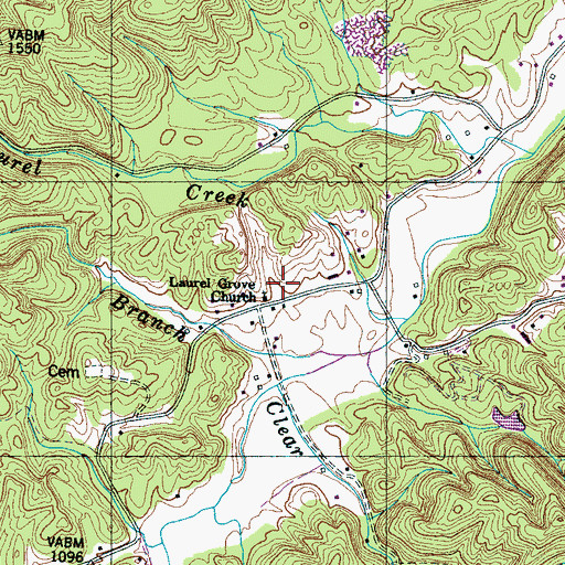 Topographic Map of Laurel Grove Church, TN