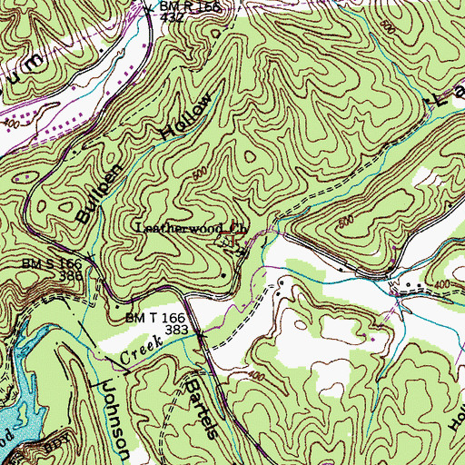 Topographic Map of Leatherwood Church, TN
