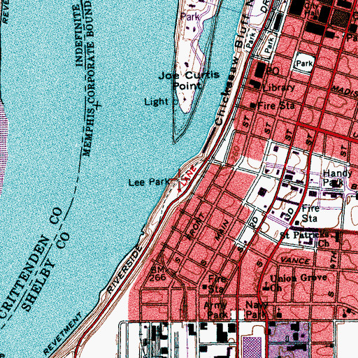 Topographic Map of Lee Park, TN