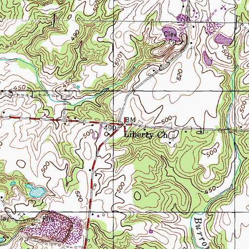 Topographic Map of Liberty Church, TN