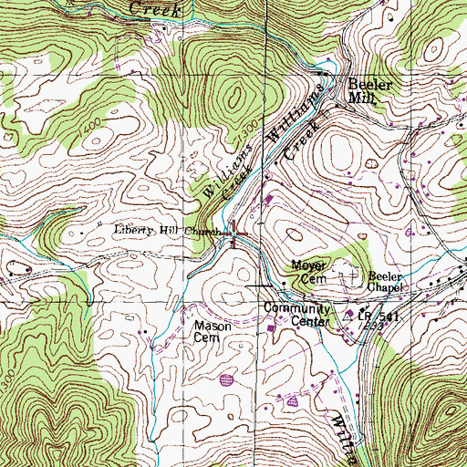 Topographic Map of Liberty Hill Church, TN