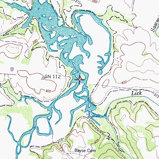 Topographic Map of Lick Branch, TN