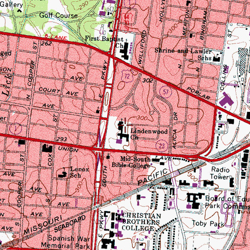 Topographic Map of Lindenwood Church, TN