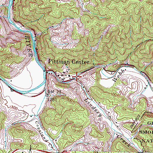 Topographic Map of Lindsey Creek, TN