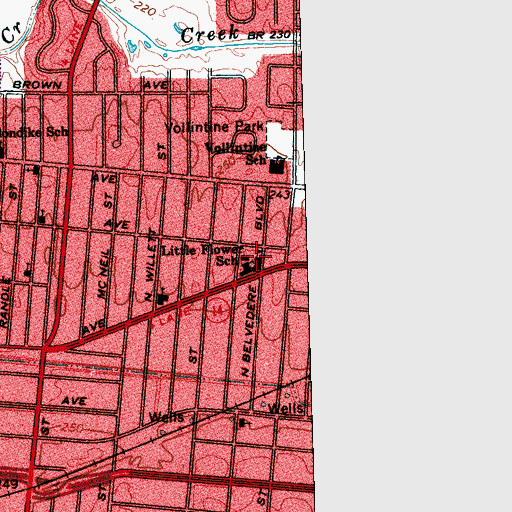 Topographic Map of Little Flower School, TN
