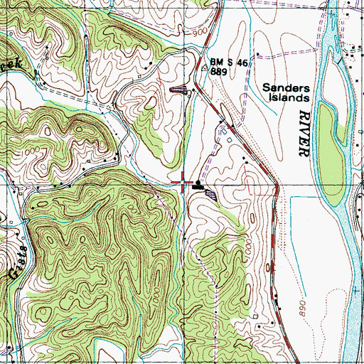 Topographic Map of Little Gists Creek, TN