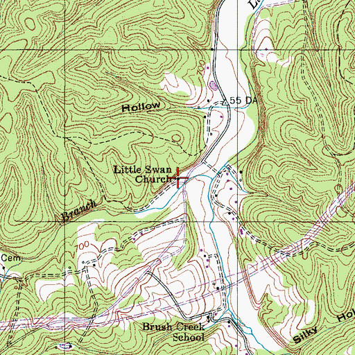 Topographic Map of Little Swan Church, TN