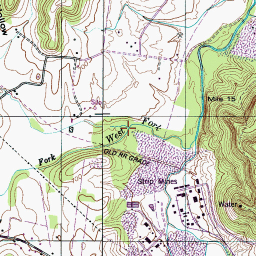 Topographic Map of Long Branch, TN