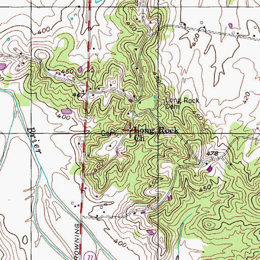 Topographic Map of Long Rock Church, TN