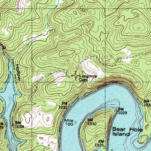 Topographic Map of Longmire Cemetery, TN