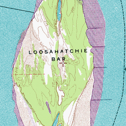 Topographic Map of Loosahatchie Bar, TN