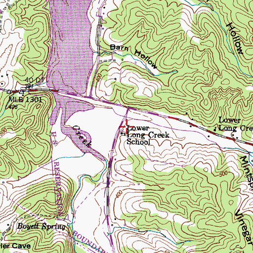 Topographic Map of Lower Long Creek School, TN