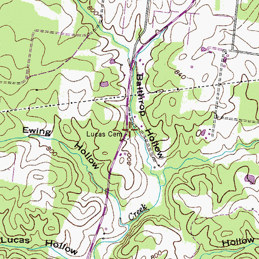 Topographic Map of Lucas Cemetery, TN