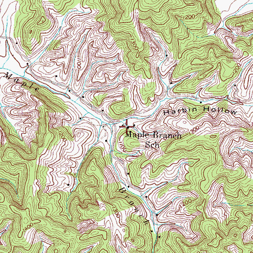 Topographic Map of Maple Branch School, TN