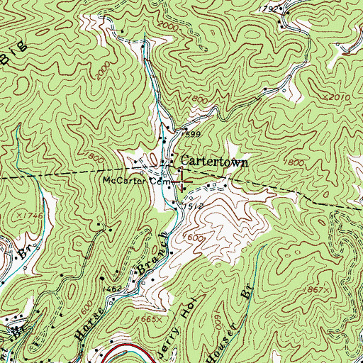 Topographic Map of McCarter Cemetery, TN