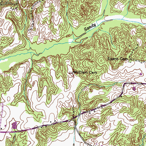 Topographic Map of McClain Cemetery, TN