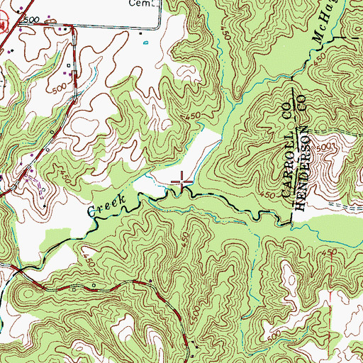 Topographic Map of McHayneys Mill Creek, TN