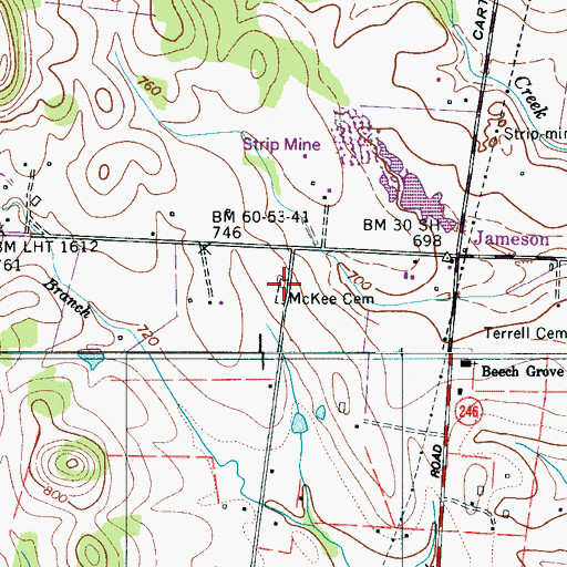 Topographic Map of McKee Cemetery, TN