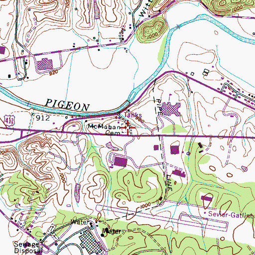 Topographic Map of McMahan Cemetery, TN