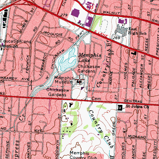 Topographic Map of Memphis Museum, TN
