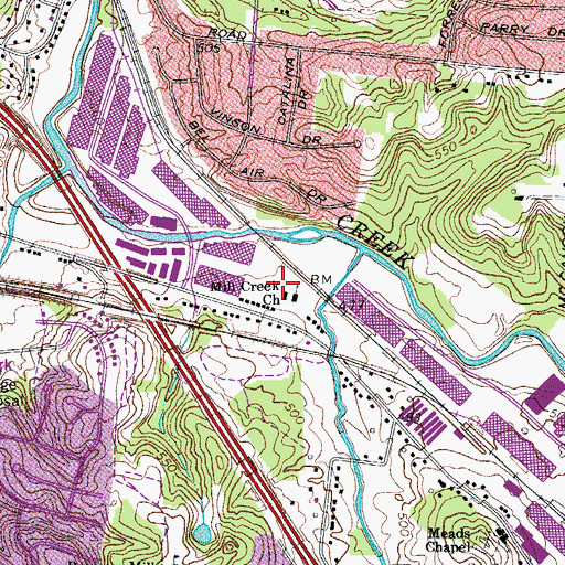 Topographic Map of Mill Creek Church, TN