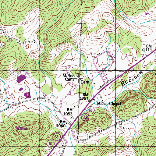 Topographic Map of Miller Cemetery, TN