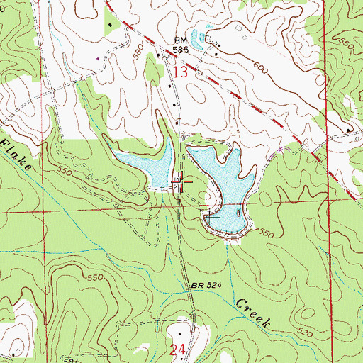 Topographic Map of Frank R Pope Number 2 Dam, AL