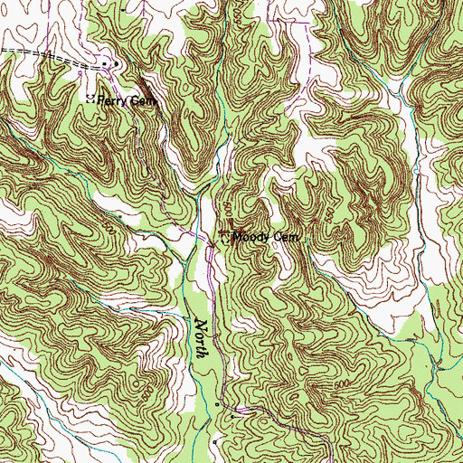Topographic Map of Moody Cemetery, TN