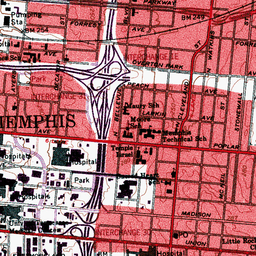 Topographic Map of Moore School, TN
