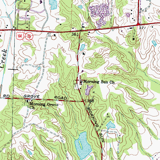 Topographic Map of Morning Sun Church, TN