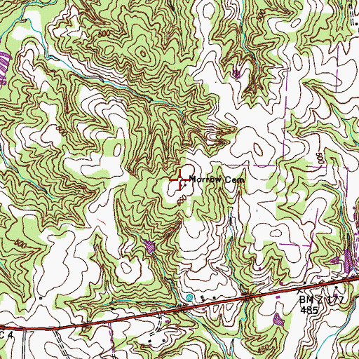 Topographic Map of Morrow Cemetery, TN