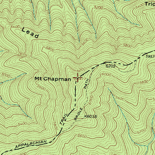 Topographic Map of Mount Chapman, TN