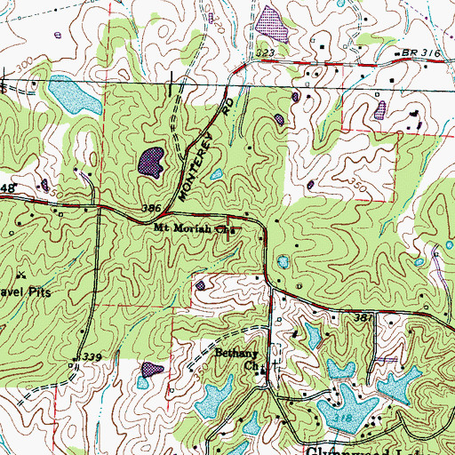 Topographic Map of Mount Moriah Church, TN
