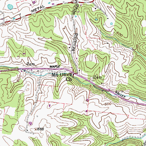 Topographic Map of Mount Olive Church, TN