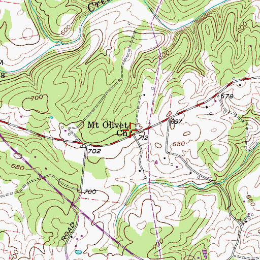 Topographic Map of Mount Olivet Church, TN