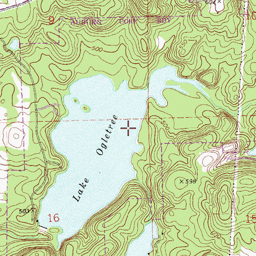 Topographic Map of Auburn City Lake, AL