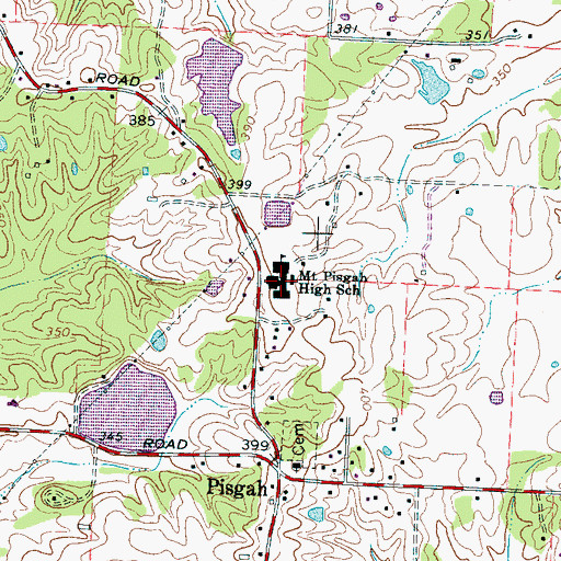 Topographic Map of Mount Pisgah High School, TN