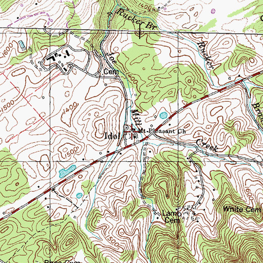 Topographic Map of Mount Pleasant Church, TN