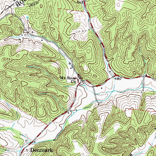 Topographic Map of Mount Sinai Church, TN