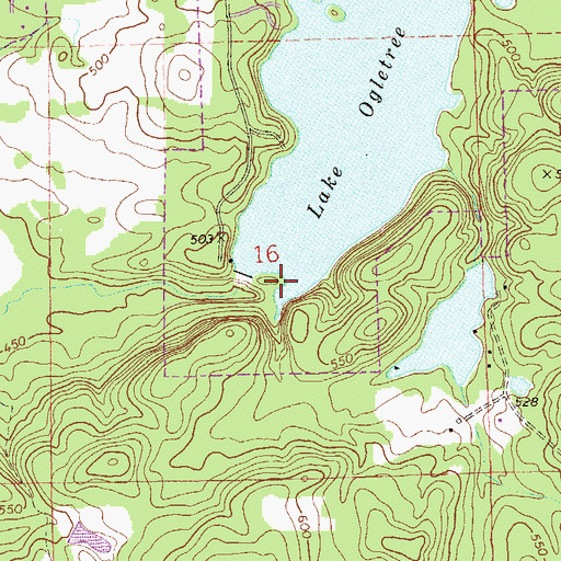 Topographic Map of Lake Ogletree Number One Dam, AL