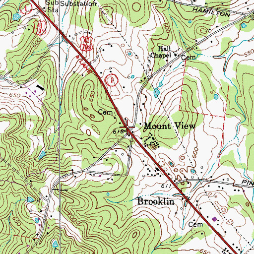 Topographic Map of Mount View, TN