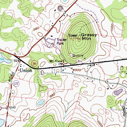 Topographic Map of Mount View Church, TN