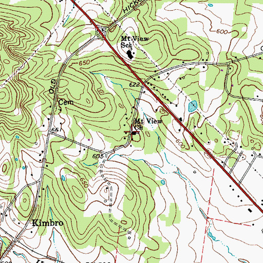 Topographic Map of Mount View Church, TN