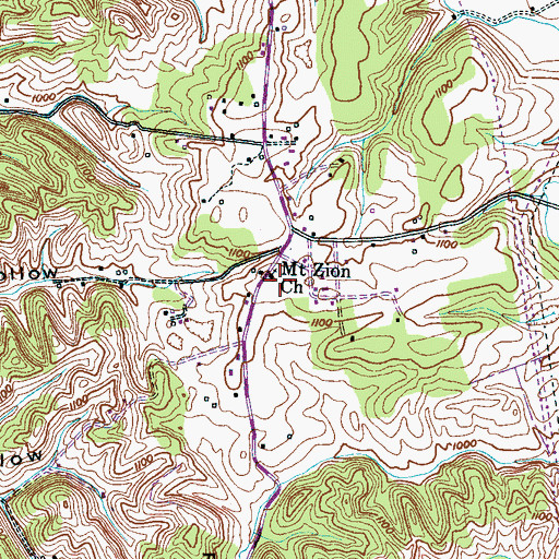 Topographic Map of Mount Zion Baptist Church, TN
