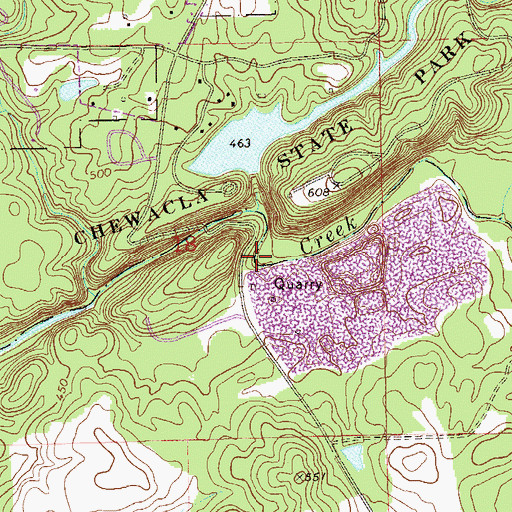 Topographic Map of Chewacla State Park Dam, AL