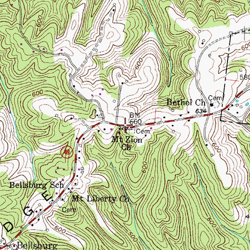 Topographic Map of Mount Zion Church, TN