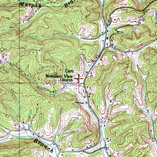 Topographic Map of Mountain View Church, TN