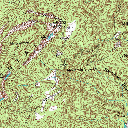 Topographic Map of Mountain View Baptist Church, TN