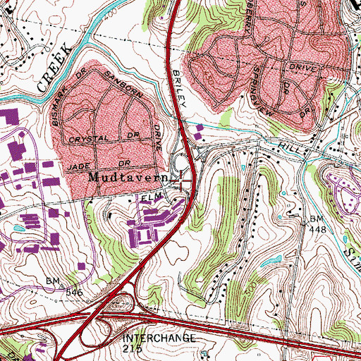 Topographic Map of Mudtavern, TN